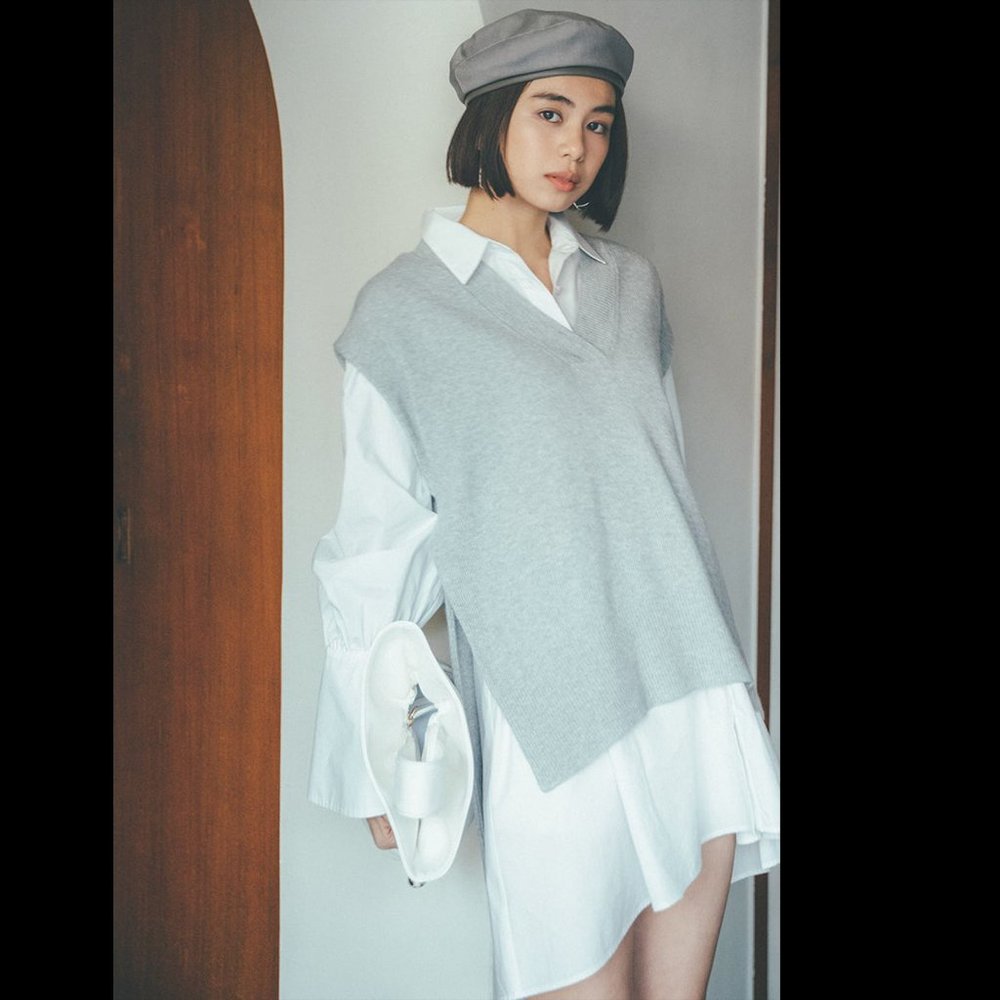 Japanese Two-Piece Set Knit Vest Dress